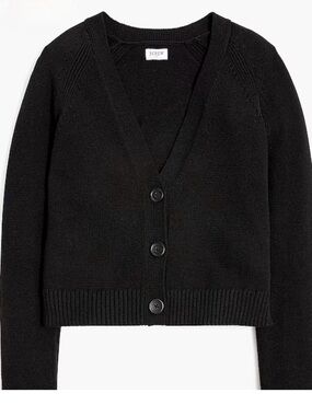 J Crew black v neck cotton blend cardigan
